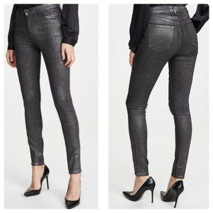 J Brand Coated High Rise Skinny Jeans Silver Lament Sz 27 NWT